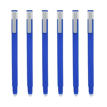

6Pcs Creative Erasable Neutral Pen Metal Pen Holder Advertising Gift Pen Size 2 Blue