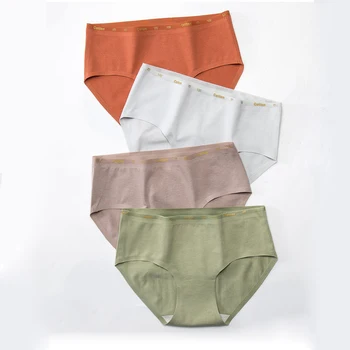 

3pcs Lot Underwear Women's Cotton Middle Waist Antibacterial Crotch Japanese Seamless Large Size Breathable Cute Student Briefs