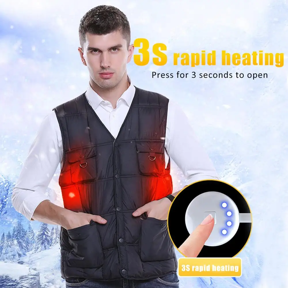 

Outdoor USB Infrared Heating Vest Jacket Warm Winter Intelligent Electric Thermal Waistcoat Hiking Camping Cycling