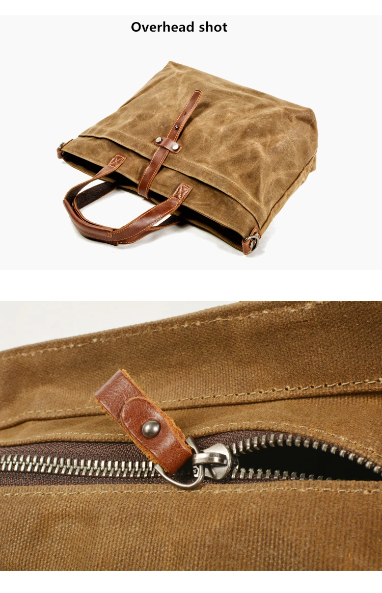 Zipper of Woosir Waxed Canvas Tote bag