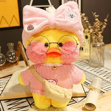 2022 Cartoon LaLafanfan Cafe Yellow Duck Plush Toy Stuffed Soft Kawaii Duck Doll Animal Pillow Girl New Year Gift for Children