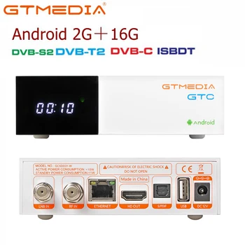 

GTmedia GTC Decoder DVB-S2 DVB-C DVB-T2 ISDB-T Amlogic S905D android 6.0 TV BOX 2GB RAM 16GB ROM BT4.0 Freesat GTC TOP Receiver