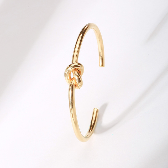 Ball Cuff Bangle Women Bracelet Stainless Steel Gold Color Stackable Daily fashion Jewelry