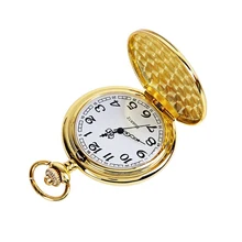 Карманные часы с двумя гранеными зеркальными стеклами золотого цвета с римскими цифрами, механические трендовые ручные карманные часы