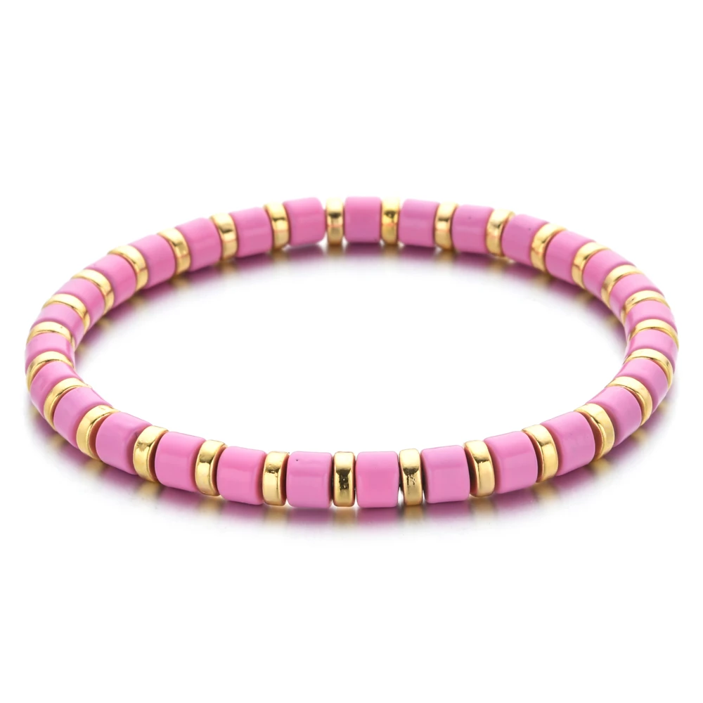 Bracelet Jewelry Fashion Boho Style Metal Enamel Charm Stone Beaded Bracelets for Women Men Yoga Stretch Bracelets Bangles Jewelry Gift