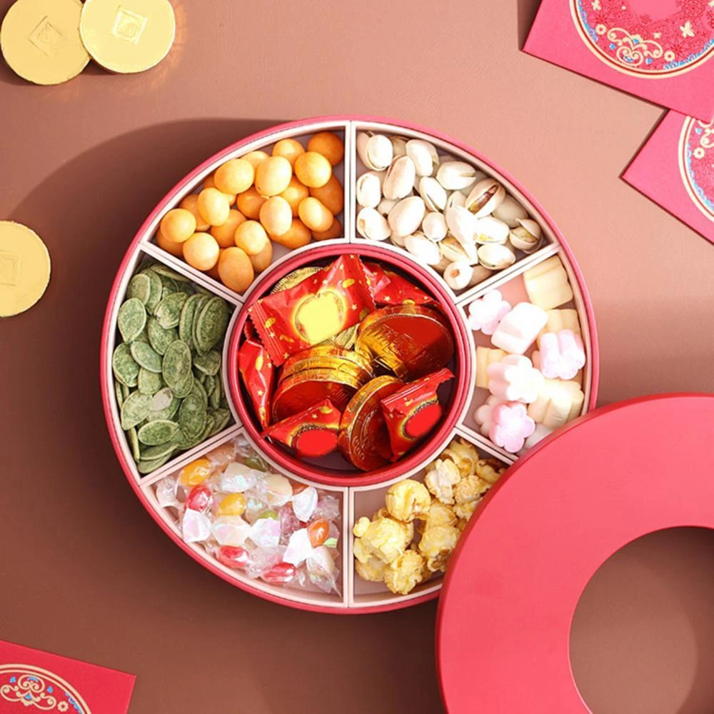 New Year Fruit Snack Candy Storage Box Tray Storage Container Box with Lid New Year Fruit Snack Candy Storage Box Tray Storage Container Box with Lid