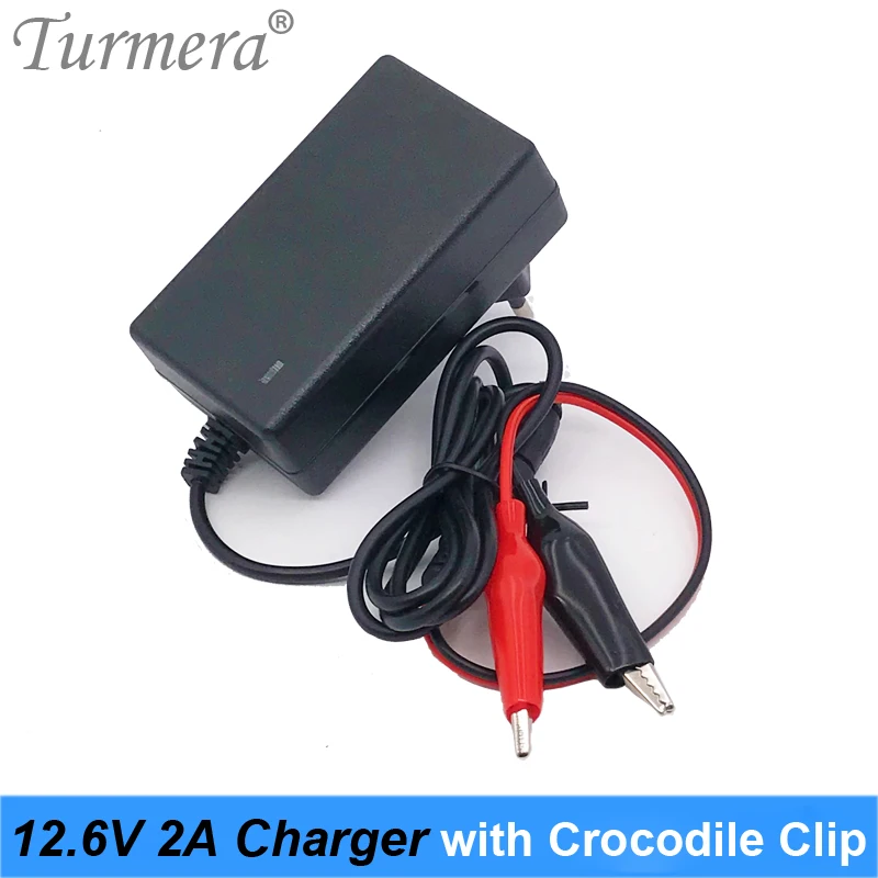 Turmera 12V 12.6V 2A Lithium Battery Charger with Crocodile Clip for 12V Lead Acid Battery 7Ah 10Ah20Ah Motorcycle Power Charger 02