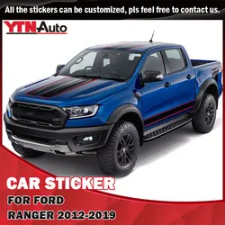 Pour Ford Ranger 2012 2017 2018 2019 Capot Côté Carrosserie Toit Porte Arrière Autocollants De Voiture De Course À Rayures Graphiques Autocollants En Vinyle Accessoires 