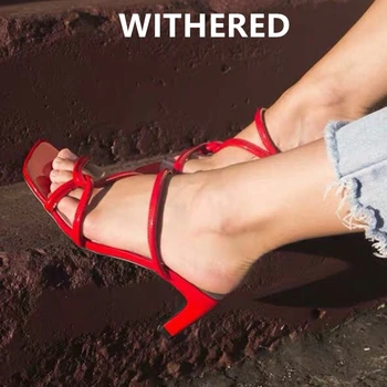 

Withered england style ins fashion blogger retro roma sexy high heel mules sandals women shoes woman women shoes women slippers