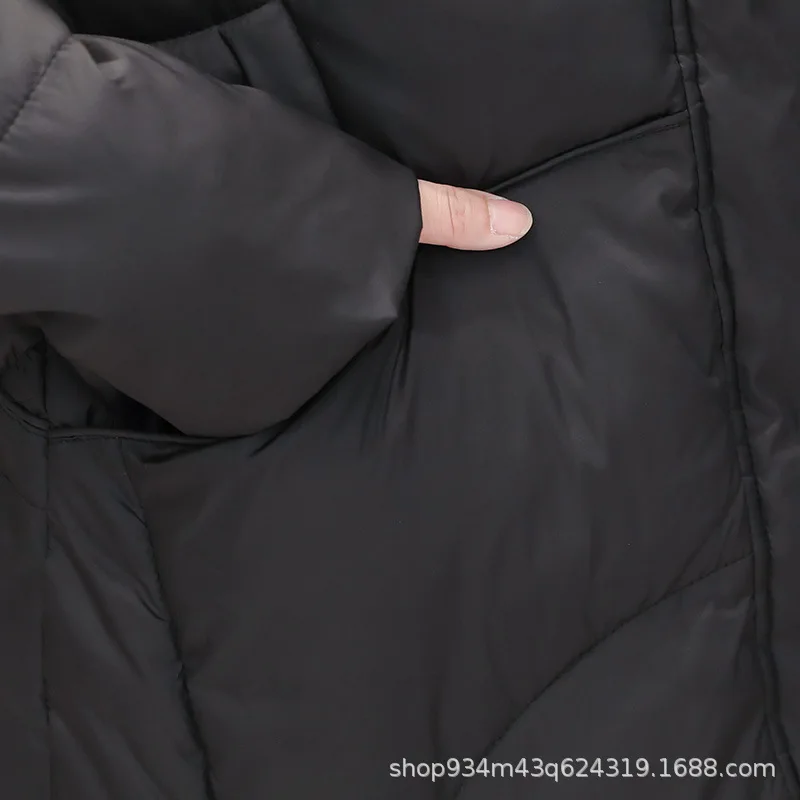 

2019 Winter WOMEN'S Dress New Style Cotton-padded Clothes Mid-length Slim Fit Cover Meat Cotton Coat Solid Color Versatile Hoode