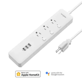 

Koogeek WiFi Smart Outlet Surge Protector Individually Controlled 3-outlet Power Strip Works for Apple HomeKit /Google Assistant