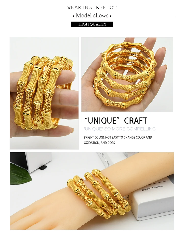 Elegant Dubai Gold Color Bangles for Weddings
