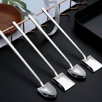 

Coffee Tea Cake Spoon With Long Handle Stainless Steel Ice Cream Office Dessert Shovel Spoons golden Stirring Kitchen Tableware
