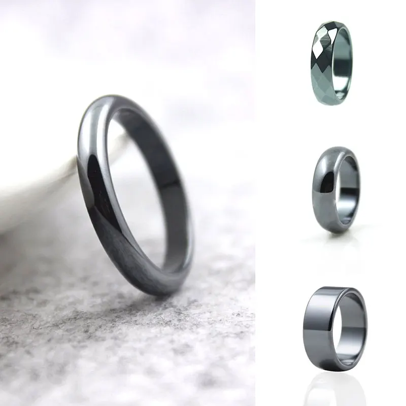 Hämatitring Für Damen Und Herren, Schlichter Natursteinring_voghion.com