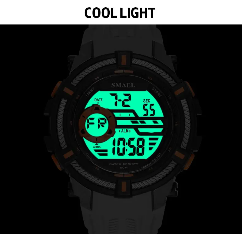 SMAEL Watch 50M Waterproof Sport Watches Military Men Big Dial S Shock Relojes Hombre Casual LED Clock1616 Digital Wristwatches