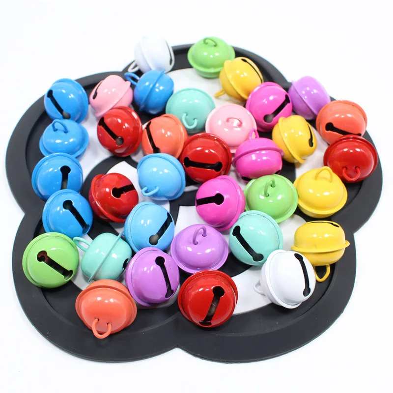 10pcs22mm Карамельный цвет краски выпечки рождественские колокольчики из металла
