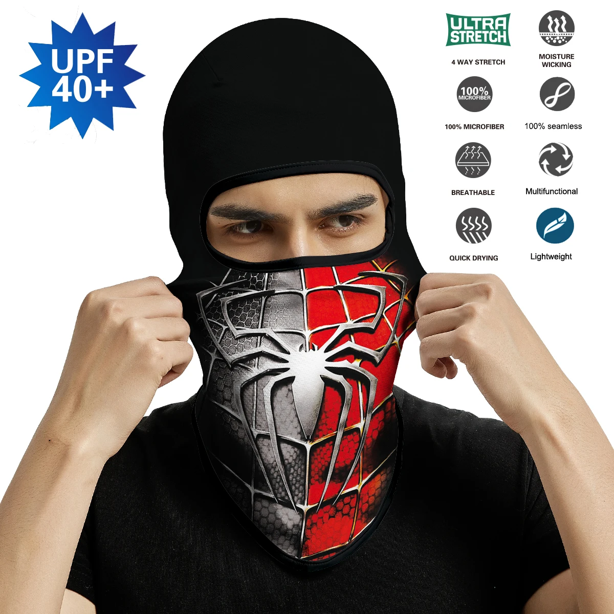 8 PCS Neck Gaiter Face Mask Cover Balaclava Bandana Multifunctional Scarf Black 