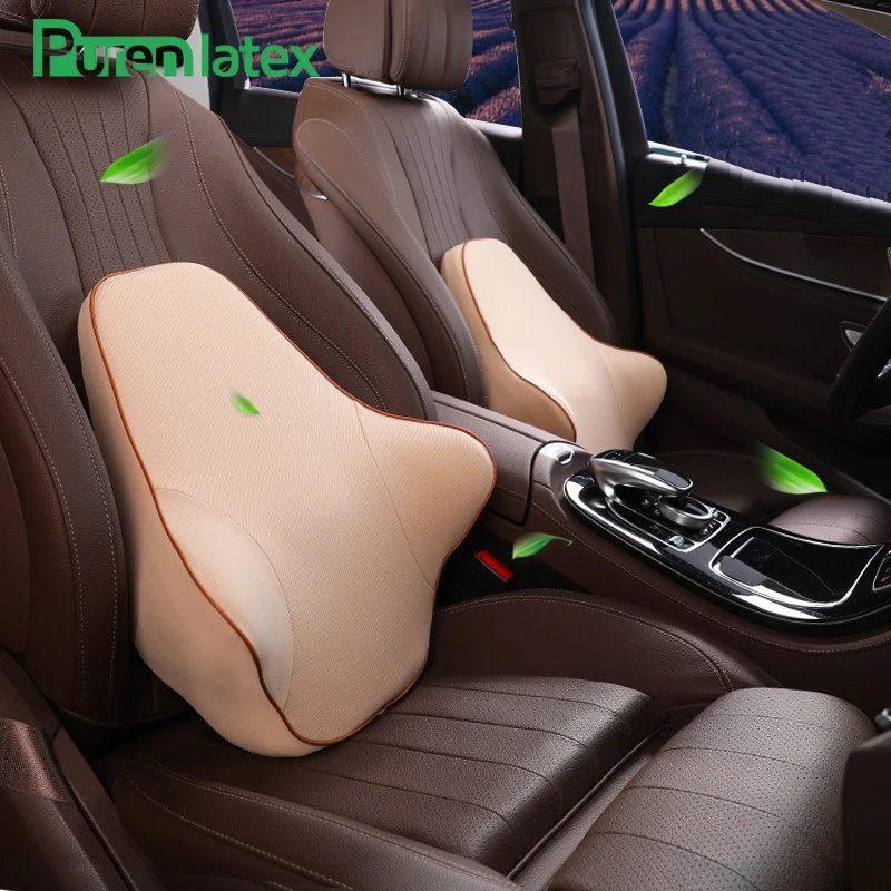 

PurenLatex Car Cushion Seat Memory Foam Orthopaedic Back Rest Support Waist Protect Lumbar Car Back Pillow Driver Backrest
