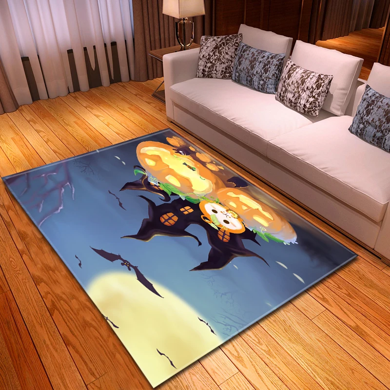 Хэллоуин, гостиная, ковер, ковры, фланелевые, противоскользящие, для гостиной, Декор, коврик для пола, ковры, страшные летучие мыши, фонарь-тыква, большой ковер