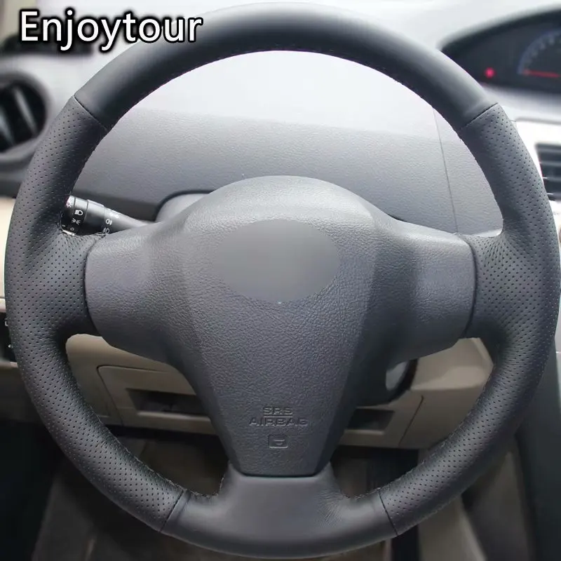 Кожа ручного шитья рулевого колеса автомобиля крышки 38 см аксессуары для Toyota Yaris Vitz Vios БЕЛТА 2008 2009 2010 2011 2012 2013