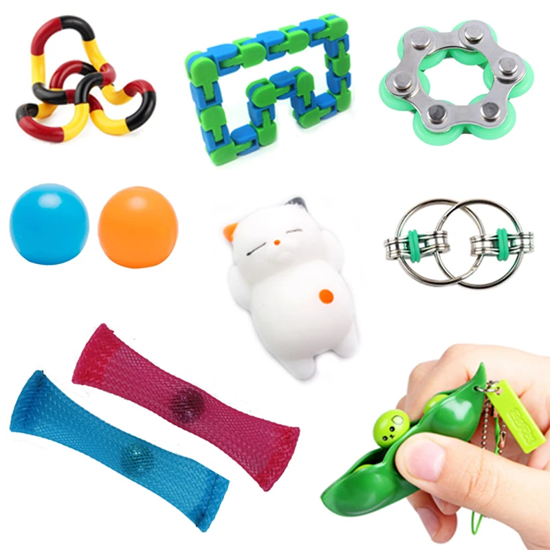 Juguete antiestrés sensorial para niños y adultos, juguete de descompresión con cadena, 4/5/6 Uds.
