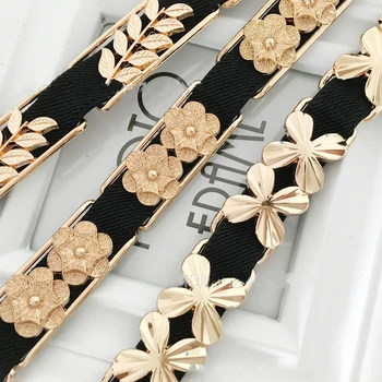 

Gold chain belt elastic women's elastic belt, big flower, metal, Kiting, gold decoration, luxury designer, high quality