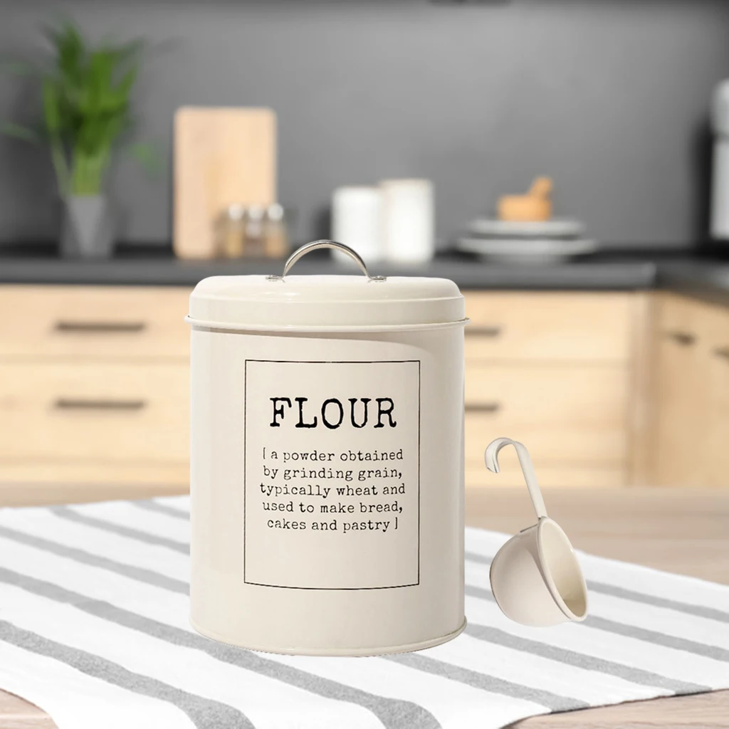 Metal Kitchen Food Rice Flour Storage Tin Jar 5L Farmhouse Container