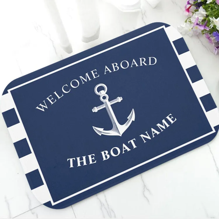 Шикарный морской якорь лодка темно-синие полосы персональный коврик Современный пользовательский ваша лодка имя резиновый Придверный коврик ковер Декор