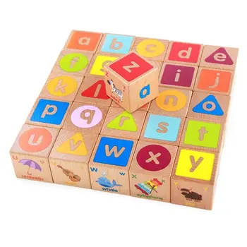

Wooden ABC Blocks Building Games Extra-Large 26 PCS Alphabet Letters Block Set Montessori Educational Toys for Kids Toddlers