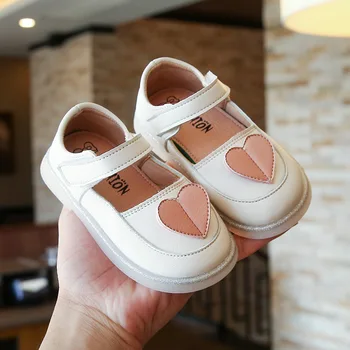 

Girls Shoes cute loving heart Ankle Strap Princess Shoes New Buckle Leather babay Shoes Toddlers Anti-Slip pery Kids Shoes