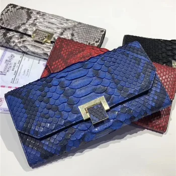 

Chic Style Authentic Real Python Skin Women Ultrathin Clutch Purse Genuine Snakeskin Female Envelop Bag Lady Large Card Holders