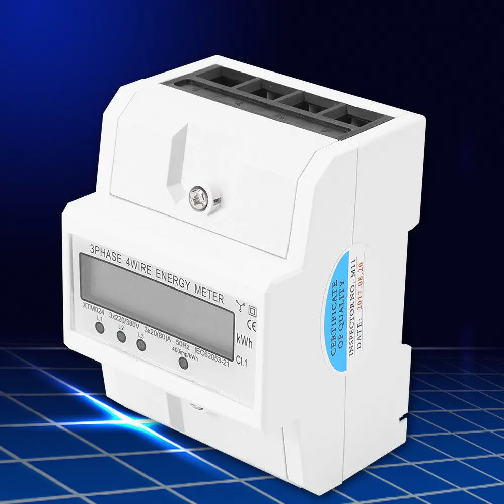 

1 PC Three Phase Four Wire Electric Meter Metal +ABS 100*76*65mm Frequency 50HZ Constant Pulse 400imp / kWh
