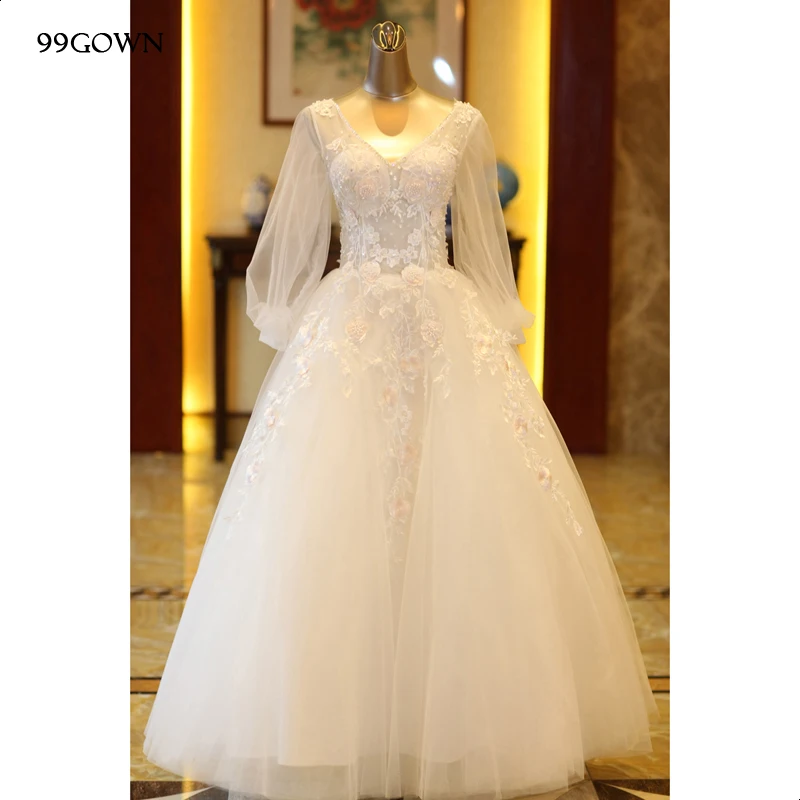 99GOWN женское свадебное платье простое бальное А-силуэта три четверти