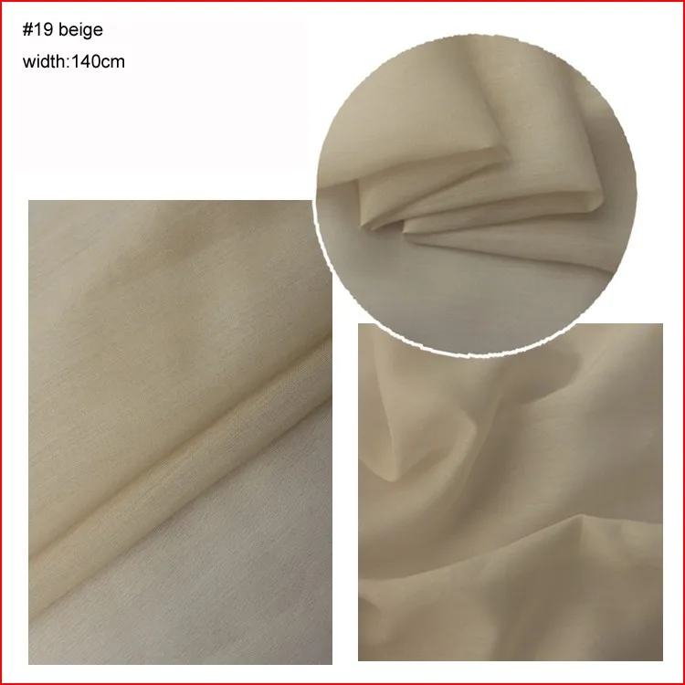 Выгодное предложение! Шелк/хлопок ткань чистый белый шелк материал для платья Подкладка шелк хлопок ткань легкая мягкая шелковая подкладка - Цвет: 19 beige