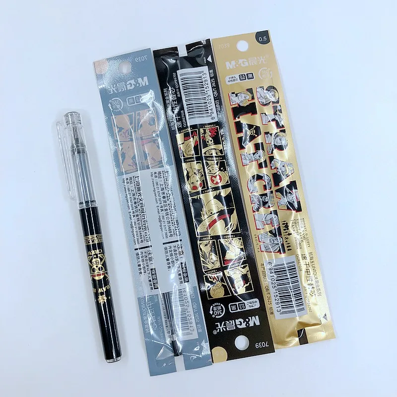1 Pen 3 Refills 4 шт./лот) M& G one piece Аниме Kawaii ручка 0,5 мм черные чернила Милая гелевая ручка в стиле мультфильма для письма школьные офисные принадлежности B6702 - Color: 1 Pen 3 Refills