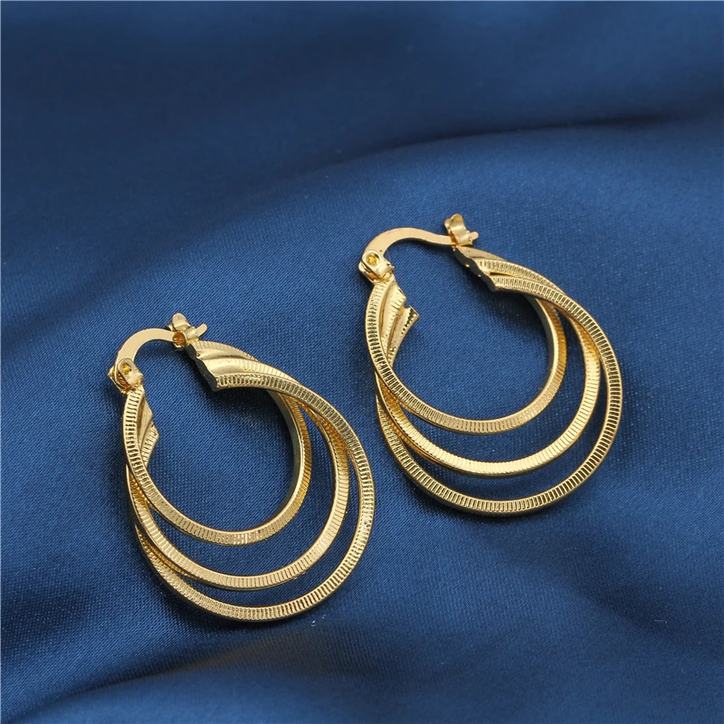 

Gold Filled Hoop Earrings for Women Lapped Retro Bohmian Style Drop Earring