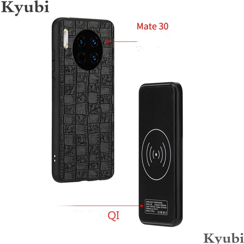 

charging leather pattern cbattery charger case for Huawei Mate 30 Pro external portable QI wireless charging for Huawei Mate 30