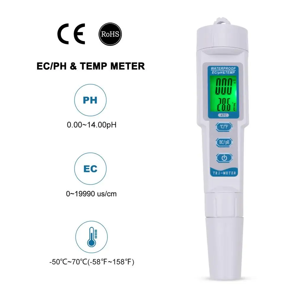 Ec Temp-Meter Eau Qualité Tester-Atc for Potable ATC Bleu Dents Mètre Ph 