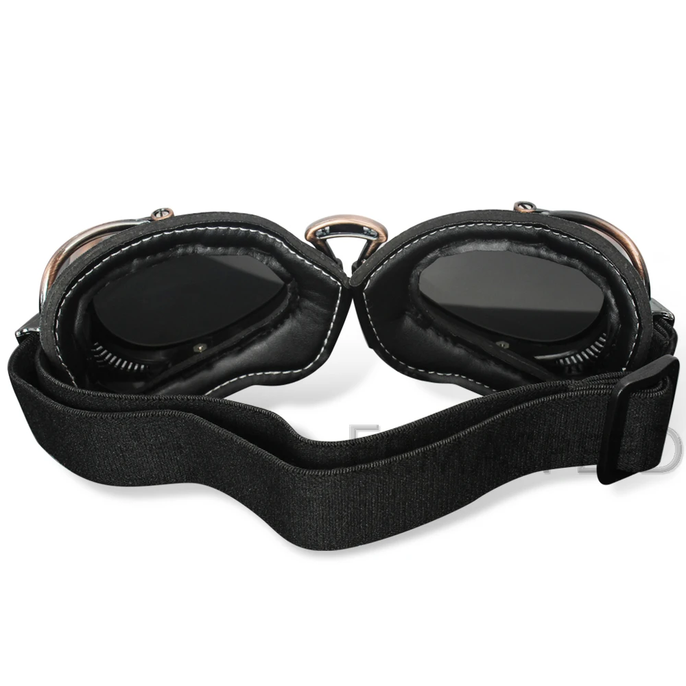 Cena W stylu Vintage moto krzyż gogle Retro kask moto okulary Biker moda Steampunk cafe racer ATV motor terenowy okularów do jazdy konnej