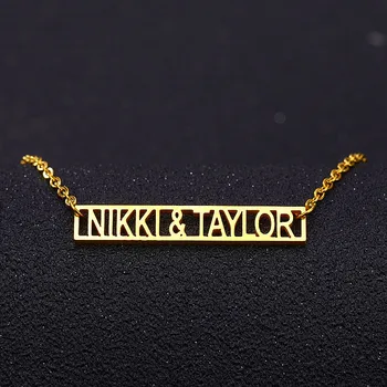 

Personalized Customize Name Necklace Rose Gold Silver Plated Stainless Nameplate Adjustable Necklaces for Women Birthday Gifts