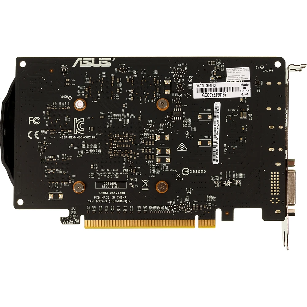 Видеокарта ASUS nVidia GeForce GTX 1050TI, PH-GTX1050TI-4G