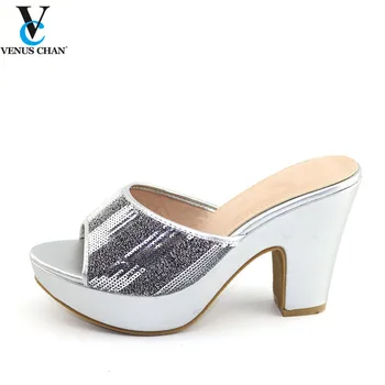 

High Quality New Arrivals Christmas Party Italian Shoes in Silver Color African Lady Matching Shoes