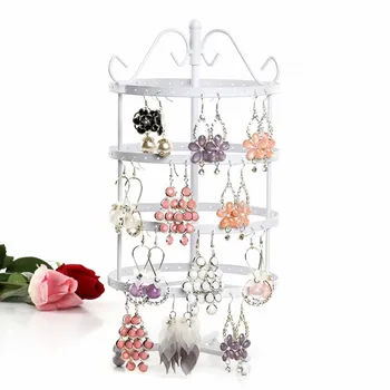 

DIDIHOU 1PCs Four-layer Round 144-hole Iron Earrings Rotating Jewelry Display Stand Holder Metal Base Case 31cmx16cm