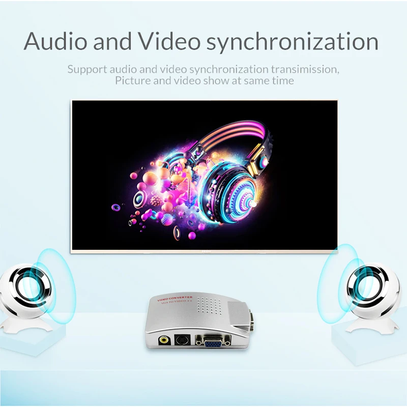 VGA to AV 컴포지트 S-비디오 컨버터 어댑터 스위치 박스 1080p 지원 NTSC/PAL for Computer Laptop PC