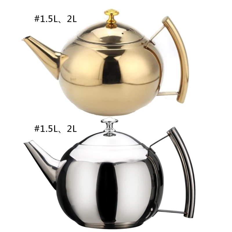 Teapot 1.5L/2L Silver Gold 2 Colors Stainless Steel Tea Pots with Filter  Modern Home Hotel Coffee Restaurant Tea Dropship