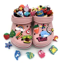50pcs Stock Random cartoon PVC Rubber Charms Accessories Decorations For croc Shoes