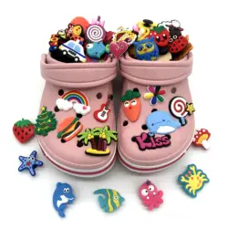 50pcs Stock Random cartoon PVC Rubber Charms Accessories Decorations For croc Shoes