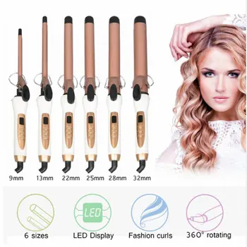 

Professional Ceramic Hair Curler Curling Tongs Styler LED 9/13/22/25/28/32mm Hair Tool Display Screen
