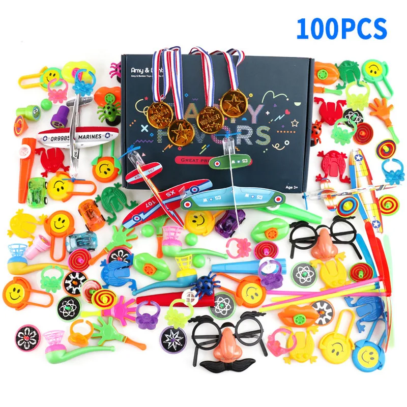 

100Pcs Children Birthday Party favor Prizes Assorted Small Toys Set Classroom Rewards Prizes Treasure Box for Kids Birthday gift