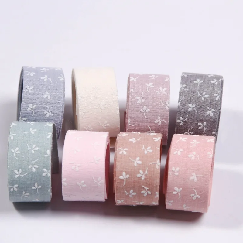 Clover Cotton Linen Printed Ribbon for Diy Bow Headwear 5 yards